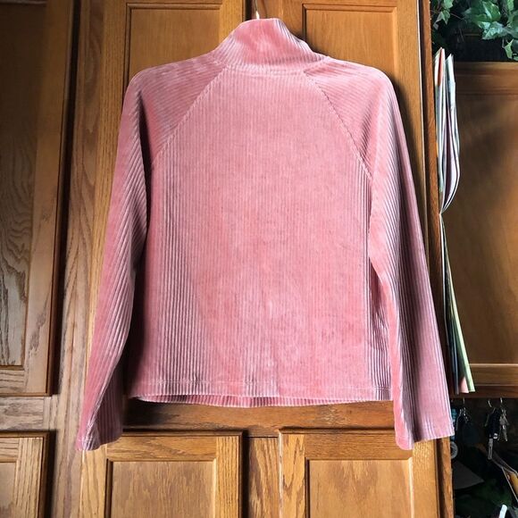 HAVEN Well Within Pink Ribbed Organic Cotton Blend Mock Neck Sweater - S - Picture 11 of 13